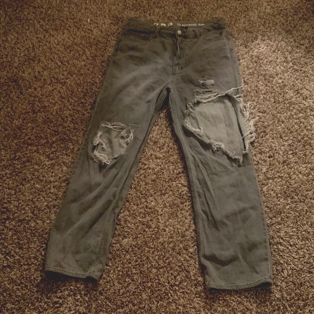 Gray ripped jeans, size 13, S.O.N.G 90s boyfriends jeans.